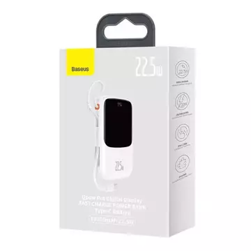 Baseus Qpow Pro Powerbank mit USB-C, USB-C, USB-Kabel, 10000mAh, 22,5W (weiß)