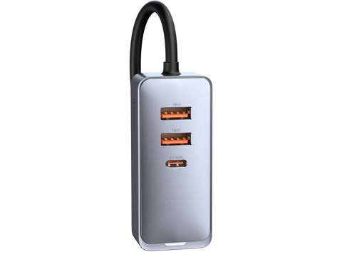 Baseus Share Autoladegerät mit 2x USB-Verlängerung, 2x USB-C 120W Grau