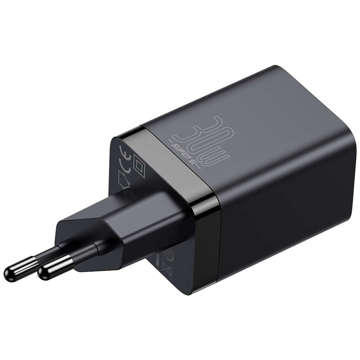 Baseus Super Si Pro Schnellladegerät USB USB-C QC 3.0 PD 30W Schwarzes Wandladegerät