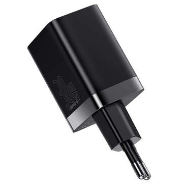 Baseus Super Si Pro Schnellladegerät USB USB-C QC 3.0 PD 30W Schwarzes Wandladegerät