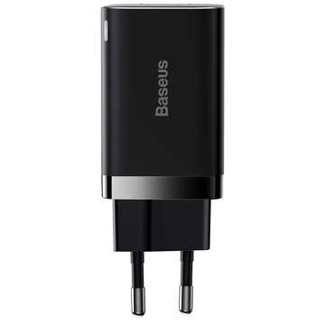 Baseus Super Si Pro Schnellladegerät USB USB-C QC 3.0 PD 30W Schwarzes Wandladegerät