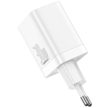 Baseus Super Si Pro Schnellladegerät USB USB-C QC 3.0 PD 30W Weißes Wandladegerät