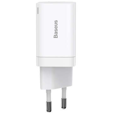 Baseus Super Si Pro Schnellladegerät USB USB-C QC 3.0 PD 30W Weißes Wandladegerät