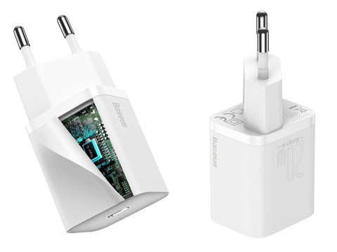 Baseus Super Si USB-C Wandladekabel für iPhone 20W Weiß