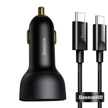 Baseus Superme USB Autoladegerät, USB-C, 100W USB-C Kabel (schwarz)