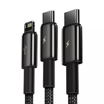 Baseus Tungsten 3in1 Kabel USB - USB Type C / Lightning / Micro USB 3,5 A 1,5 m schwarz (CAMLTWJ-01)