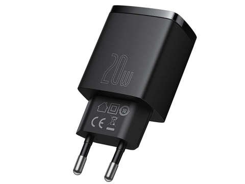 Baseus USB PD QC 3.0 20W schwarzes Wandladegerät