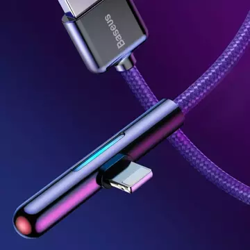 Baseus abgewinkeltes Nylonkabel USB Lightning Kabel für Gamer 1.5A 2m schwarz (CAL7C-B01)