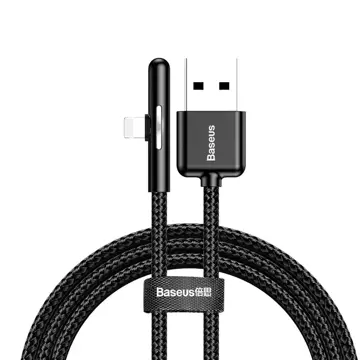 Baseus abgewinkeltes Nylonkabel USB Lightning Kabel für Gamer 2.4A 1m schwarz (CAL7C-A01)