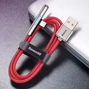 Baseus abgewinkeltes Nylonkabel USB Lightning Kabel für Gamer 2.4A 1m schwarz (CAL7C-A01)