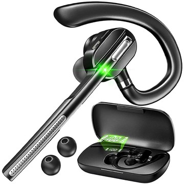 Bluetooth 5.1 kabelloses Headset, Freisprech-Headset für Anrufe, Hinter-dem-Ohr-Powerbank, schwarz