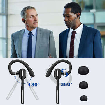 Bluetooth 5.1 kabelloses Headset, Freisprech-Headset für Anrufe, Hinter-dem-Ohr-Powerbank, schwarz