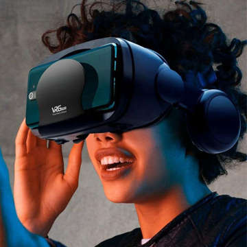 Brille VR-Brille VRG PRO 3D Virtual Reality für das Telefon 5-7 Zoll mit Kopfhörern Schwarz