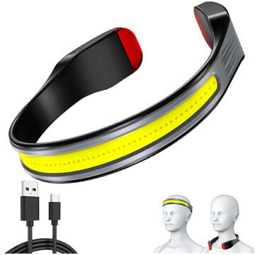 COB-LED-Stirnlampe zum Laufen mit dem Fahrrad, stark, wiederaufladbar, USB Typ C, Alogy-Stirnlampe, IPX4, schwarz