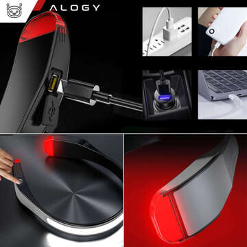 COB-LED-Stirnlampe zum Laufen mit dem Fahrrad, stark, wiederaufladbar, USB Typ C, Alogy-Stirnlampe, IPX4, schwarz