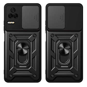 Camshield Pro Stand Cover Ring gepanzerte Hülle mit Kameraabdeckung für Xiaomi Poco F4 5G Schwarz