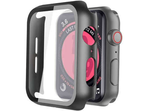 Case 2in1 Alogy Cover mit Glas für Apple Watch 4/5/6 / SE 44mm Schwarz