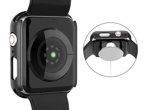 Case 2in1 Alogy Cover mit Glas für Apple Watch 4/5/6 / SE 44mm Schwarz