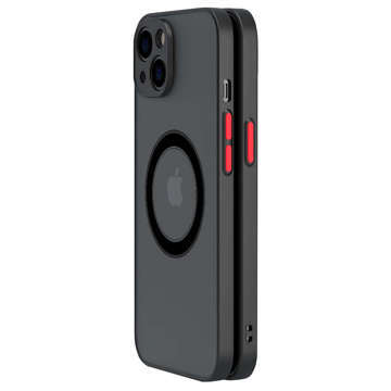 Case für Apple iPhone 14 Alogy Hybrid Mag Case für MagSafe mit Kameraschutz aus mattschwarzem Glas