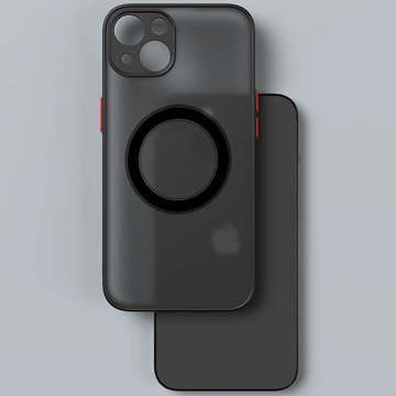Case für Apple iPhone 14 Alogy Hybrid Mag Case für MagSafe mit Kameraschutz aus mattschwarzem Glas