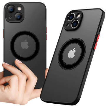 Case für Apple iPhone 14 Alogy Hybrid Mag Case für MagSafe mit Kameraschutz mattschwarz