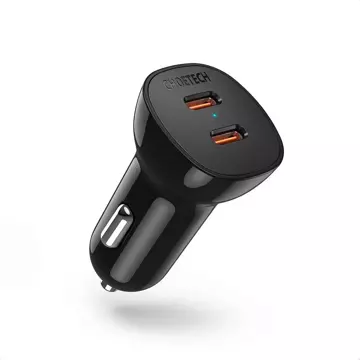 Choetech Autoladegerät 2x USB Type C Quick Charge Power Delivery 40W FCP AFC schwarz (TC0008)