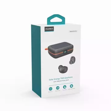 Choetech TWS kabellose Kopfhörer wasserdicht mit Solarpanel und integrierter 2500mAh Powerbank schwarz (BH-T05)