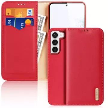 DUX DUCIS Hivo Hülle - Leder-Brieftaschenhülle für Samsung Galaxy S24 Plus rot