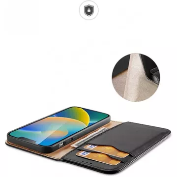 DUX DUCIS Hivo Hülle - Lederbrieftasche für Apple iPhone 15, schwarz