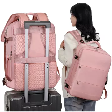 Damen-Reise-Laptop-Rucksack für Koffer, Gepäck, Flugzeug, Arbeit, Schule, 45 x 30 x 20 cm, Alogy Pink