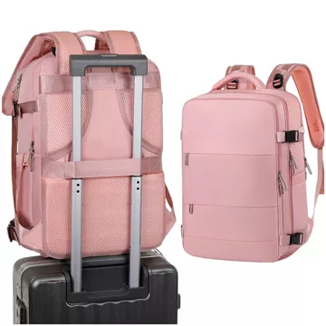 Damen-Reise-Laptop-Rucksack für Koffer, Gepäck, Flugzeug, Arbeit, Schule, 45 x 30 x 20 cm, Alogy Pink