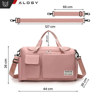 Damen-Sport-Umhängetasche für das Fitnessstudio, für das Flugzeug, Handgepäck, 44x26, rosa Stofftraining Alogy Pink