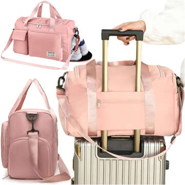 Damen-Sport-Umhängetasche für das Fitnessstudio, für das Flugzeug, Handgepäck, 44x26, rosa Stofftraining Alogy Pink