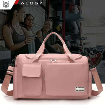 Damen-Sport-Umhängetasche für das Fitnessstudio, für das Flugzeug, Handgepäck, 44x26, rosa Stofftraining Alogy Pink