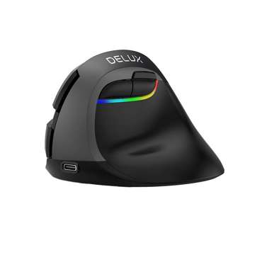 Delux M618Mini BT 2,4 G RGB 4000 DPI Kabellose Vertikale Maus (Schwarz)