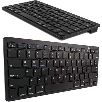 Drahtlose Bluetooth BT 3.0-Tastatur, universell für iPad iMac iOS Android Windows Slim Schwarz