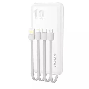 Dudao K6Pro Universal 10000mAh Powerbank mit USB-Kabel, USB Typ C, Lightning White (K6Pro-white)