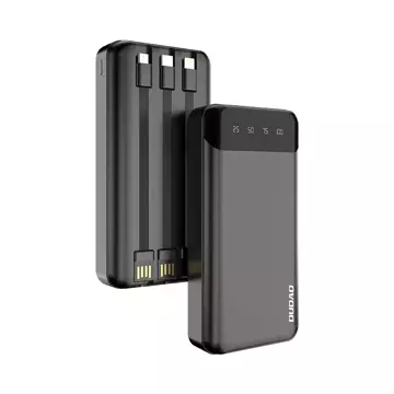 Dudao geräumige Powerbank mit 3 eingebauten Kabeln 20000mAh USB Type C Micro USB Lightning schwarz (Dudao K6Pro)