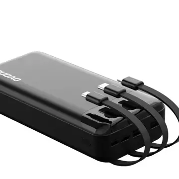 Dudao geräumige Powerbank mit 3 eingebauten Kabeln 20000mAh USB Type C Micro USB Lightning schwarz (Dudao K6Pro)