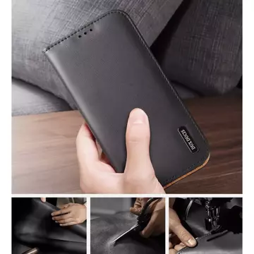 Dux Ducis Hivo Leather Flip Cover Echtes Leder Wallet für Karten und Dokumente iPhone 14 Pro Max Braun