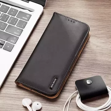 Dux Ducis Hivo Leather Flip Cover Echtleder Geldbörse für Karten und Dokumente Samsung Galaxy S22 (S22 Plus) schwarz