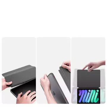 Dux Ducis Magi Hülle für iPad mini 2021 Smart Cover mit Ständer und Aufbewahrung für Apple Pencil grau