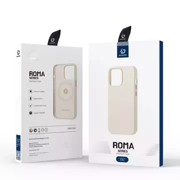 Dux Ducis Roma Ledertasche für iPhone 13 Pro elegante Hülle aus echtem Leder weiß