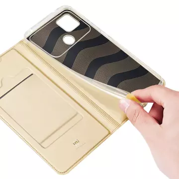 Dux Ducis Skin Pro Hülle Xiaomi Poco C40 Hülle mit Flip Card Wallet Goldständer