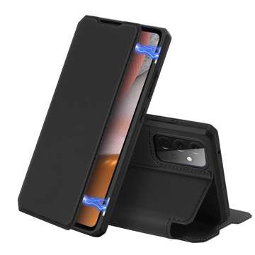 Dux Ducis Skin X Leder-Schutzhülle für Samsung Galaxy A72 4G Schwarz