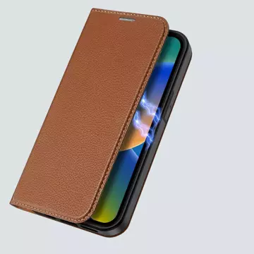 Dux Ducis Skin X2 Hülle für iPhone 14 Cover mit magnetischer Klappe braun