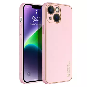 Dux Ducis Yolo Hülle iPhone 14 Plus elegante Hülle aus ökologischem Leder rosa