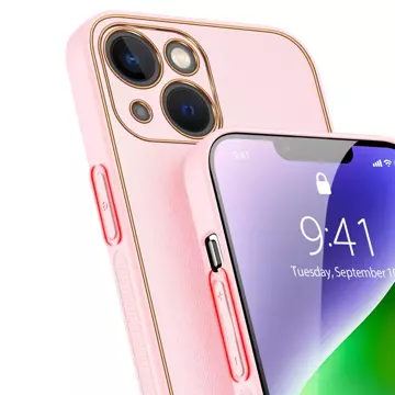 Dux Ducis Yolo Hülle iPhone 14 Plus elegante Hülle aus ökologischem Leder rosa