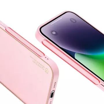 Dux Ducis Yolo Hülle iPhone 14 Plus elegante Hülle aus ökologischem Leder rosa