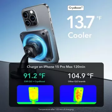 ESR HaloLock Qi2 Halterung für kabelloses Autoladegerät mit CryoBoost Magnetic MagSafe QI2 15W für die Lüftungsöffnung im Cockpit